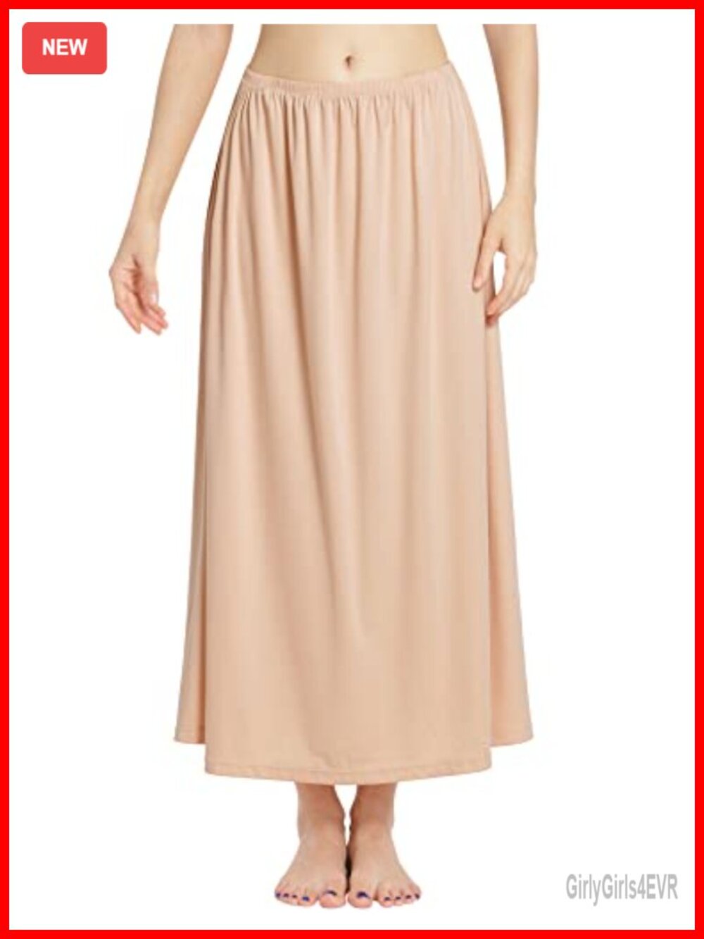 MANCYFIT Long Half Slip Non-Cling Invisible Straps Stretch 100% Polyester
